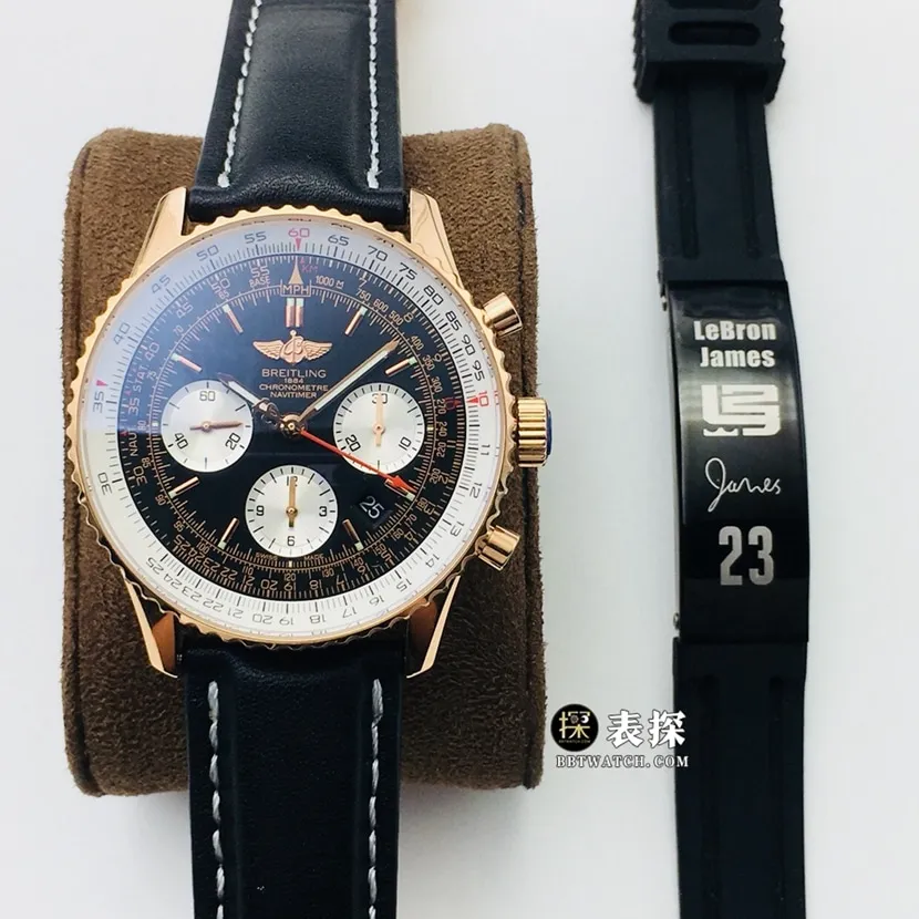 GB factory Breitling aviation chronograph 11:1 watch men's black panda dial rose goldleather strap model pictures and prices clasplive photos