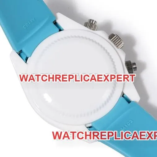 watch RolexTW factory Daytona white case blue rubber braceletcaseback live photo