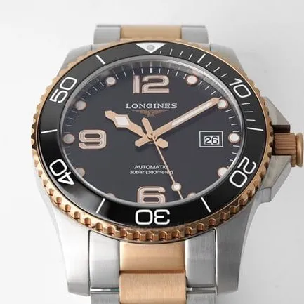 ZF FactoryLongines watch top-tier watch Concas diving series men's black dial gold belt automatic movement front view