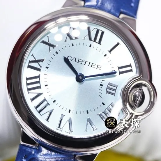 GTG Cartier blue balloon watch ladies blue dialleather strap model pictures and prices front live photo