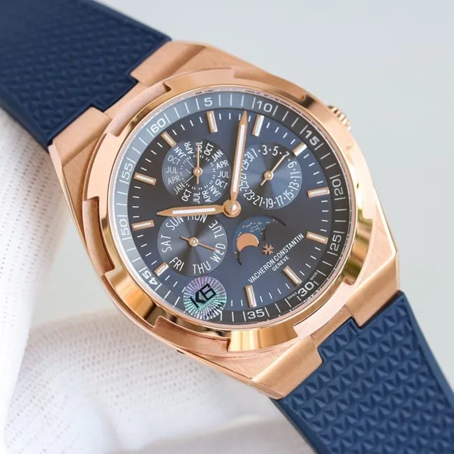 top-tier replicaVacheron Constantin series rose gold color steel case perpetual calendar multi-function watch side view