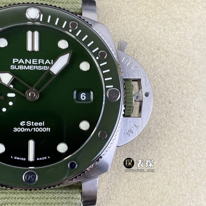 SBF factory Panerai sneak PAM012871:1super watch men's jade green dialleather strap picture and price side live photo