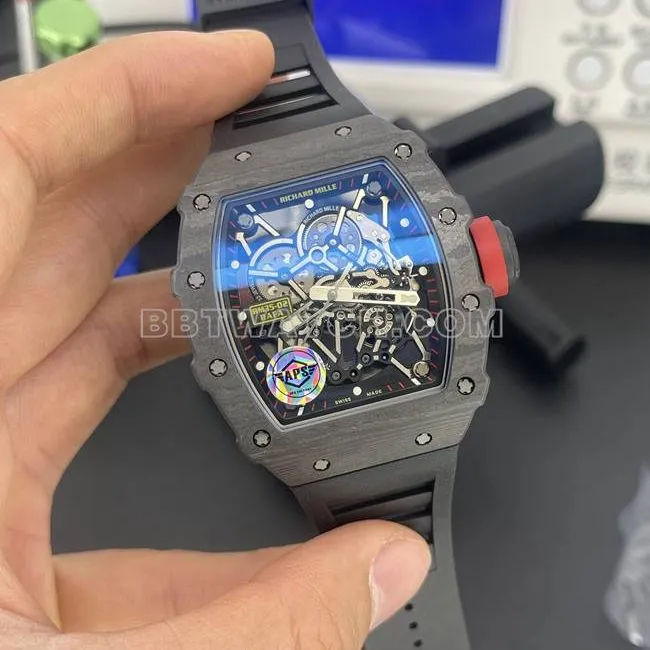 top-tier watch APS factory Richard Mille carbon fiber mechanical watch RM35-02clasplive photos