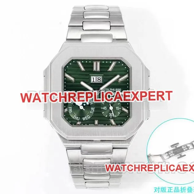 Patek Philippe collectible watch 3k factory 45mm black green dial240psmovementsteel bracelet model 5822front live photo