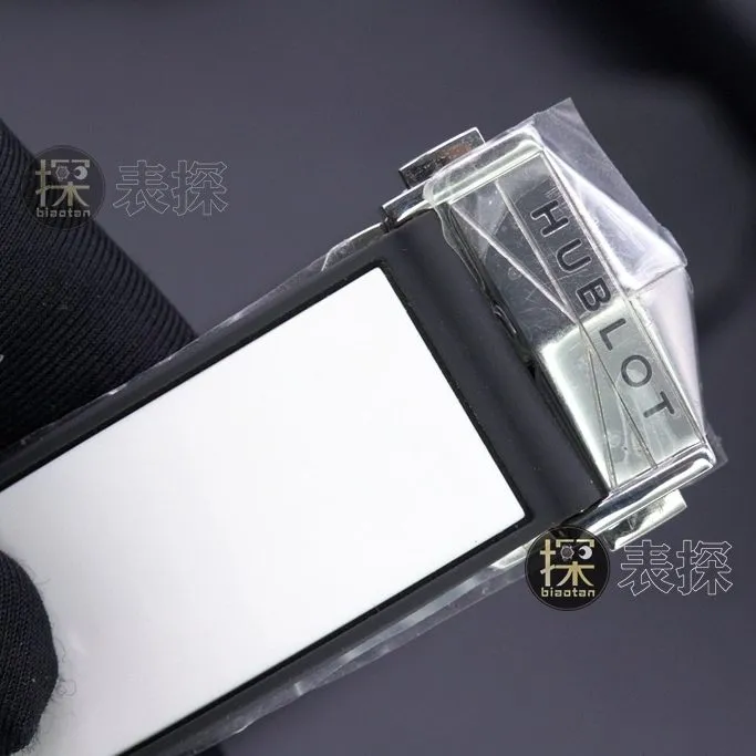 HB Tattoo II Hublot collectible watches full diamonds chronograph black disk white rubber strap