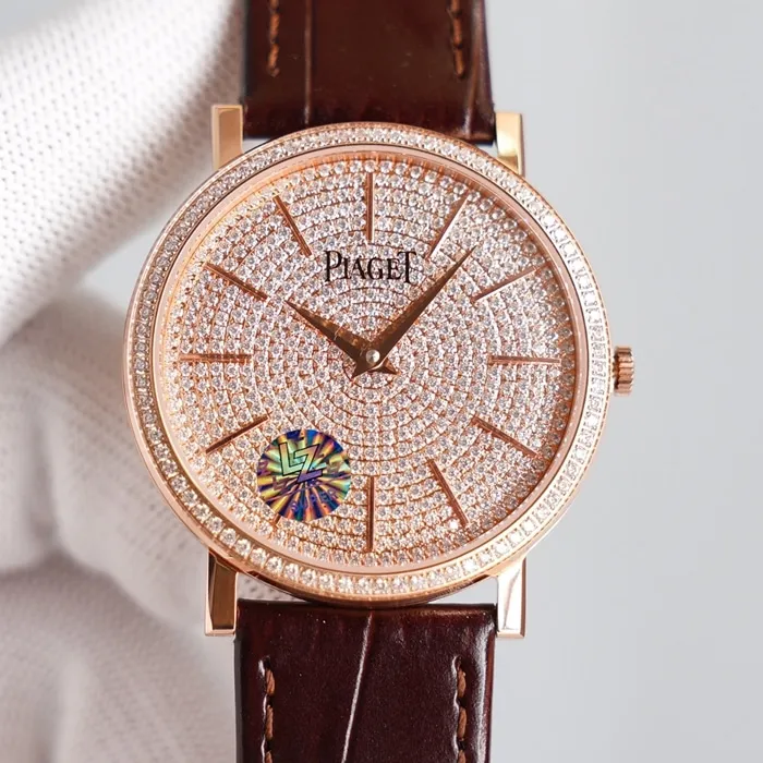 Top-tier watch Piaget men's gold plate Altiplano series automatic movementleather strap watch clasp picture