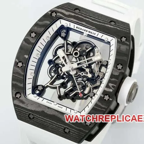 APSRichard Mille1:1top-tier carbon fiber case white rubber model RM055caseback live photo