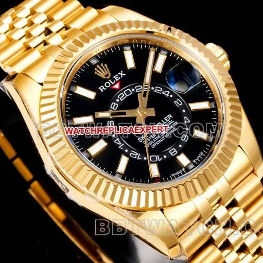 AR+ factory 1:1replica watch pilot rolexblack dial mechanical yellow goldside live photo