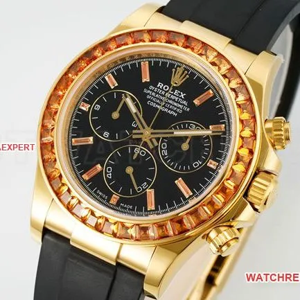 collectible watch RolexPPM factory Daytonablack dialdiamond bezel rubber braceletside live photo