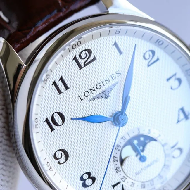 top-tier replicaLongineshigh-quality women's white dial brown belt famous craftsman series fully automatic movementleather strap watch clasp picture