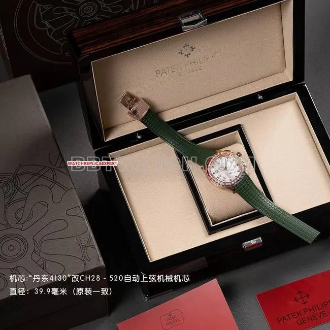 top-tier watch Patek PhilippePPM factory Aquanaut mechanical green rubber braceletside live photo