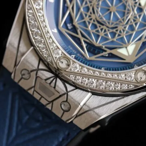 WWF factory top-tier watch Aerospace BigBang series K gold blue bottom ring diamond men's tattoo watch clasp picture