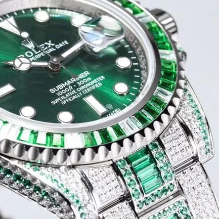 Top-tierRolexreplica watch men's green dialsteel bracelet fully automatic movement Zhenmei clasp picture