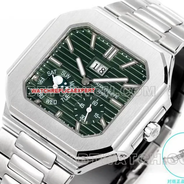 Patek Philippe collectible watch 3k factory 45mm black green dial240psmovementsteel bracelet model 5822front live photo