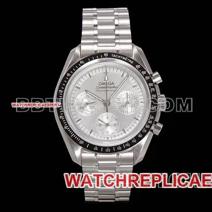 Top collectible watches N1 Factory Speedmaster Omega Silver Plate Steel Strap Model Back Actual Photo
