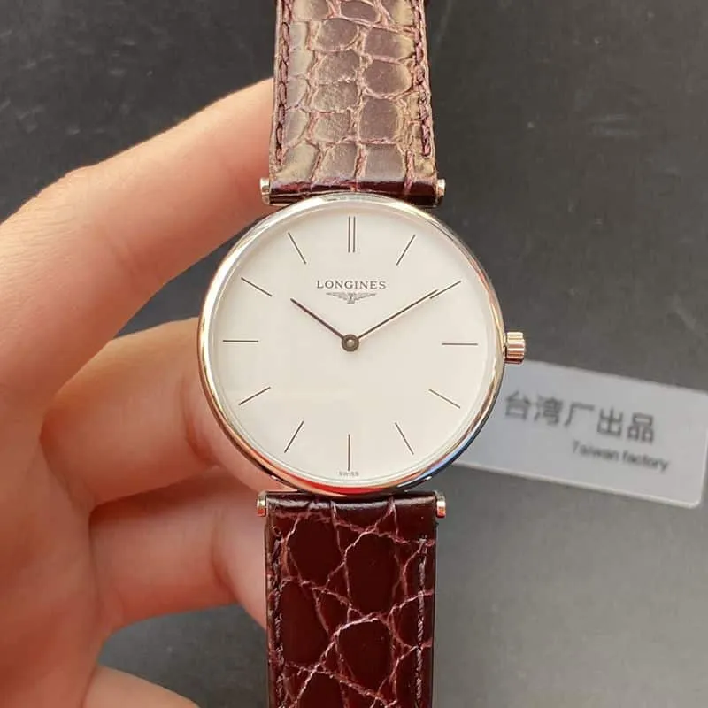 Longinestop-tier watch ultra-thin Jialan series boutique couple watch quartzwhite dialleather strap watch back cover picture