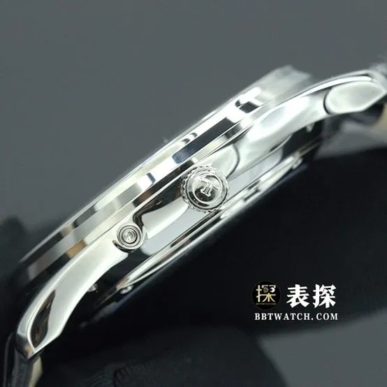 ZF FactoryJaeger-LeCoultre men's master watch silver dialmoon phaseleather strap model 1368430