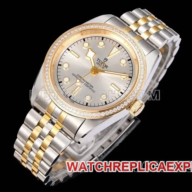 Tudortop-tier watch V9 Factory Biwan 41mm Swarovski diamond circle mechanical gold steel bracelet caseback live photo