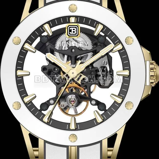 Bentley top-tier watch BL-62 peak white rubber braceletfront live photo