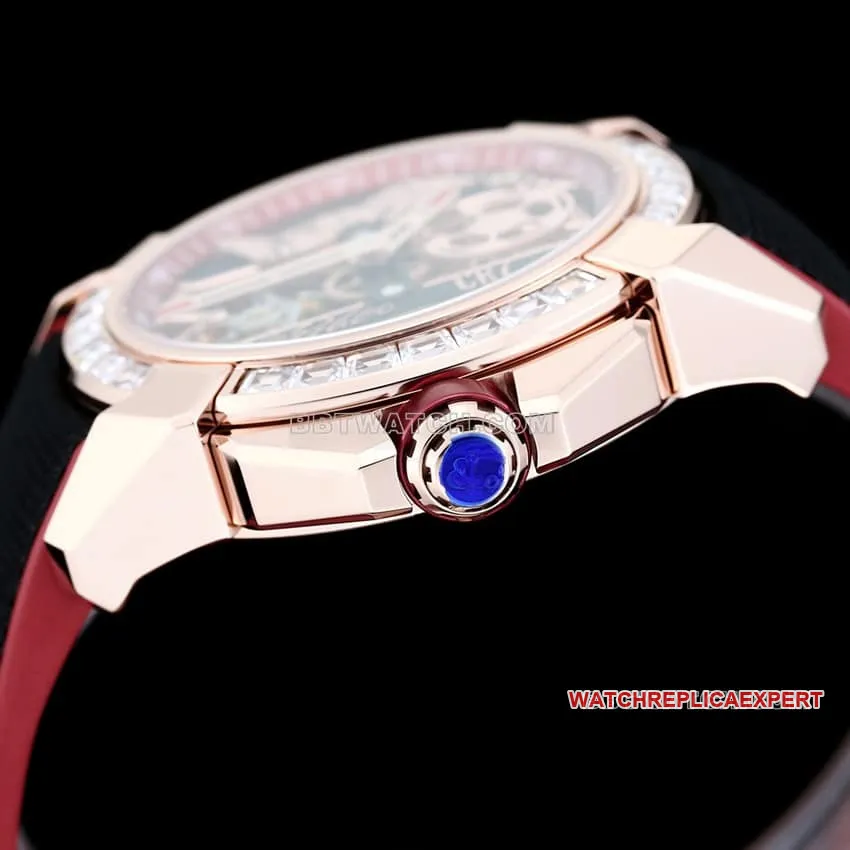 TW factory Czech Leopard top-tier replicaC Ronaldo CR7 jointly customized diamond bezel black and red front live photo