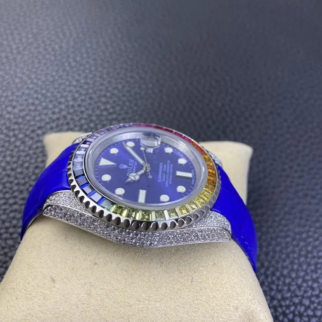 Rolextop-tier Submariner series fully automatic movementblue dial blue belt men's watch clasp picture