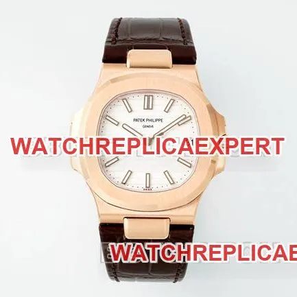 1:1replica watch NautilusDDF factory Patek Philippewhite dial leather bracelet5711side live photo