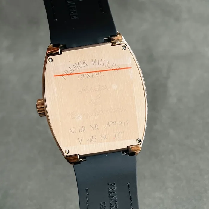 top-tier watch Frank Muller men's gold plate V45 SC DT series full automatic movement watch back cover picture