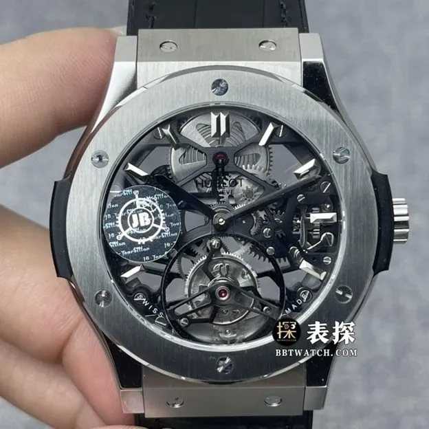 JB classic fusion Hublot1:1replica watch hollow plate tourbillon rubber model 505.TX.0170.LRclasp picture