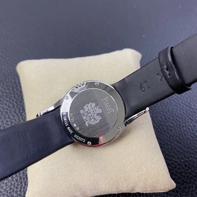 ZF Factory Piaget top-tier watch women's white dial black belt Limelight Galaquartz watch side view