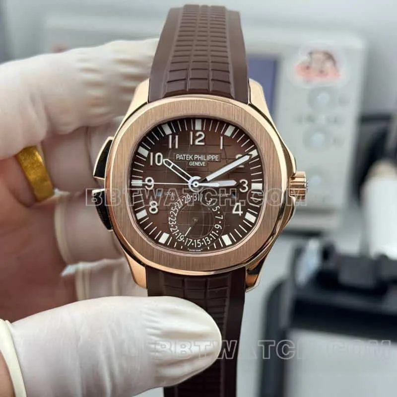 PP factory Patek PhilippeAQUANAUT1:1super brown disc grenade dual time zone 5164caseback live photo