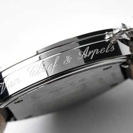 top-tier Van Cleef & Arpels women's white dial brown belt Charms Gold series quartzleather strap watch clasp picture