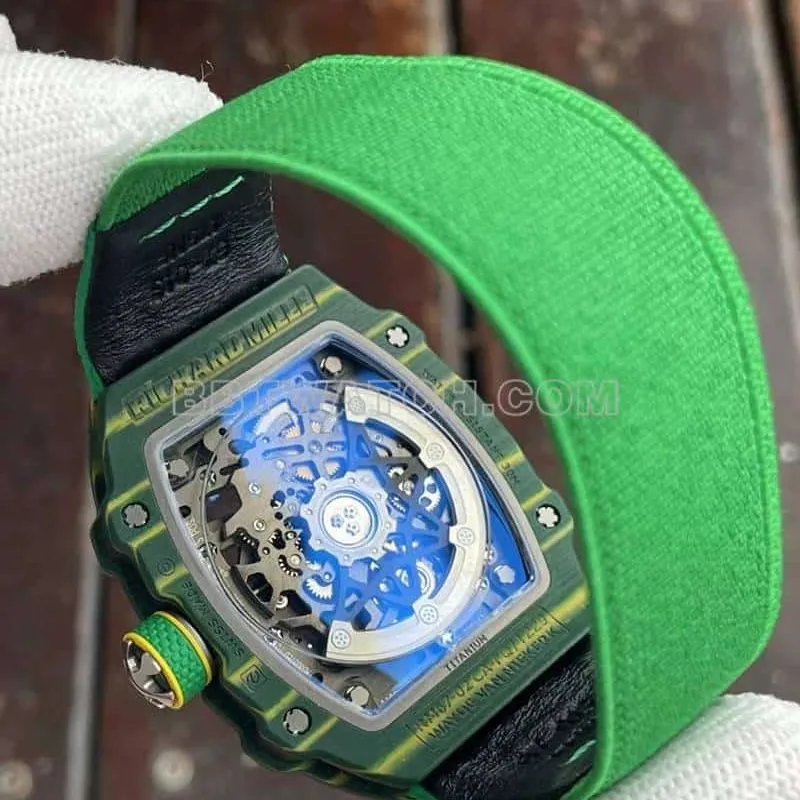 Richard Mille men's top-tier hollow plate green RM67-02side live photo