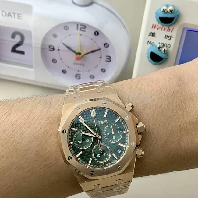 1:1replica watch Audemars PiguetBLS factory Royal Oakrose goldgreen dial mechanical 26420front live photo