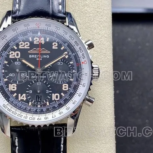 watch BLS factory black white dialBreitling aviation chronographleather strap caseback live photo