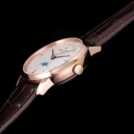top-tier replicaVacheron Constantin men's white dial brown belt heritage series leather strap mechanical watch movement picture