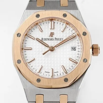 8F factory top-tier replicaAudemars Piguetsuper watch women's white dialsteel bracelet34mm Royal Oakautomatic movement watch movement picture