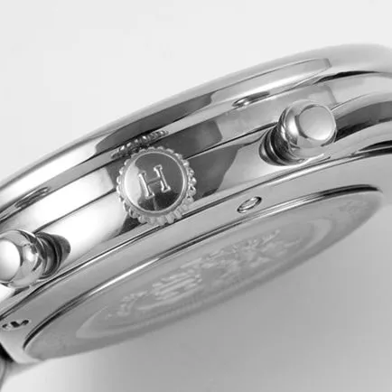 top-tier Hermès men's black dial black belt quartzleather strap watch detail shots
