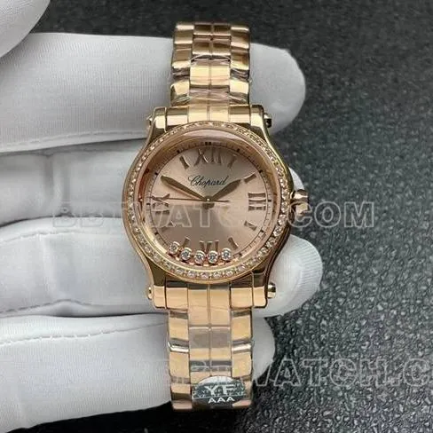 1:1replica watch YF factory ChopardHAPPY SPORTrose gold plate diamond bezel2892 mechanical side live photo