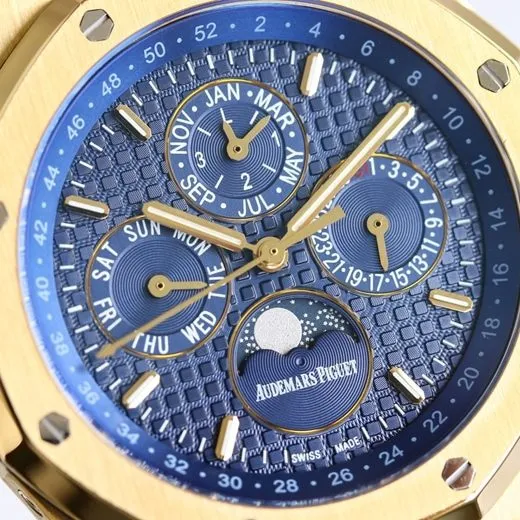 Audemars Piguettop-tier watch men's blue dial gold steel braceletRoyal Oak26574ST series mechanical watch clasp picture