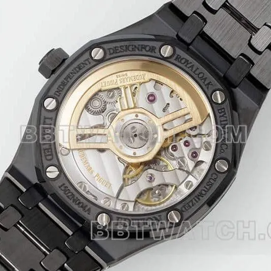 APS factory Audemars PiguetRoyal Oak1:1super cloneblack dial black ceramic15500side live photo