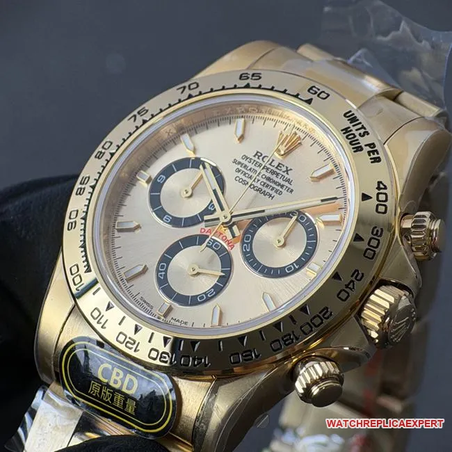 CBD factory 1:1replica watch DaytonaRolex gold plate gold steel bracelet4131 weight live photos