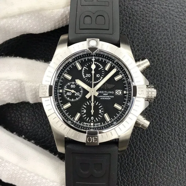 Breitlingtop-tier men's black dialrubber strap Avengers chronograph 43mm watch leather strap picture