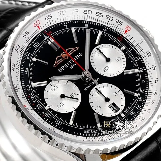 BLS aviation chronograph1Breitling1:1replica watch black dialleather strap model AB0138211B1P1