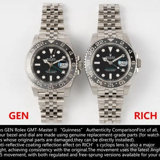RICH factory Rolex GMT-Master black and gray circle 126710 top-tier watch comparison Genuine difference appearance live photos