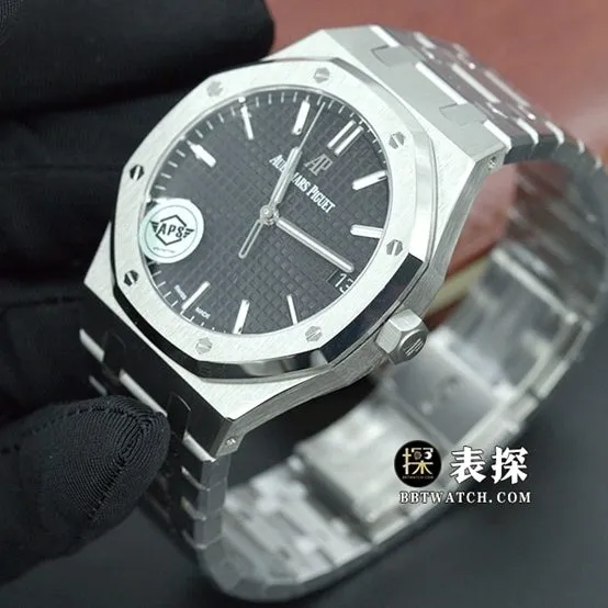 APS factory Royal OakAudemars Piguet1:1replica watch black dialsteel bracelet model 15500ST.OO.1220ST.03 weight live photos