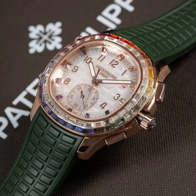 top-tier watch Patek PhilippePPM factory Aquanaut mechanical green rubber braceletside live photo