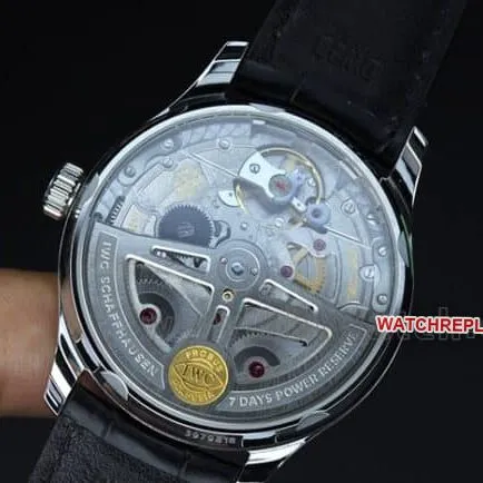 ZF Factorytop-tier watch Portuguese 7 roasted blue needle 7-day chain men's white dial black belt high-value mechanical leather strap watch detail shots