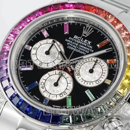 collectible watches daytonaRX factoryrolex rainbow diamond bezelblack dial mechanical braceletlive photos