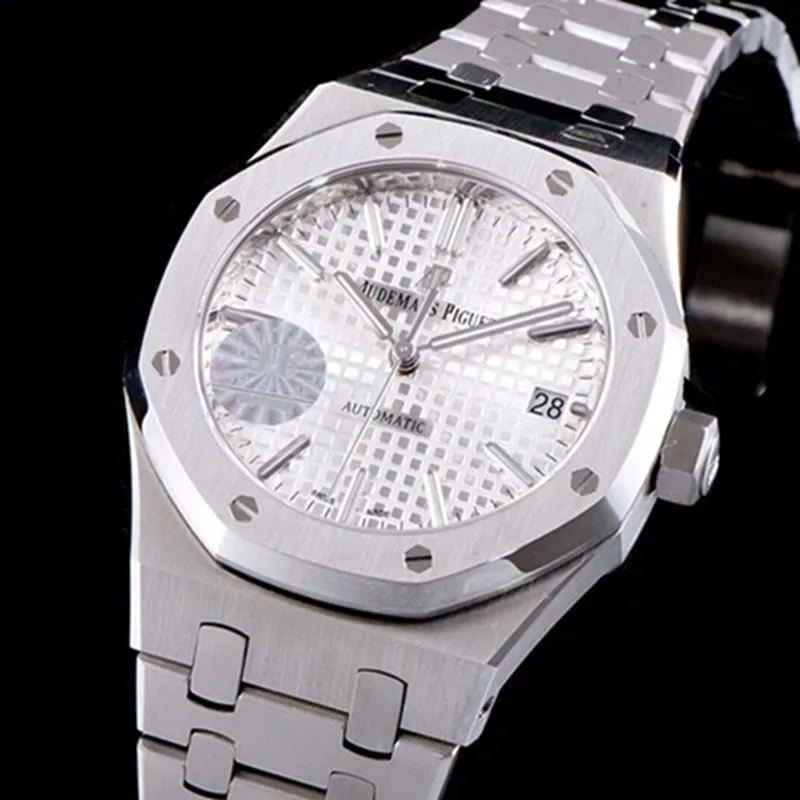 top-tier watch Audemars Piguet men's white dial mechanical steel bracelet watch movement picture