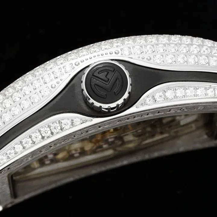 RMS factory Frank Muller men's top-tier watch black dial diamond flywheel leather strap model V45braceletlive photos